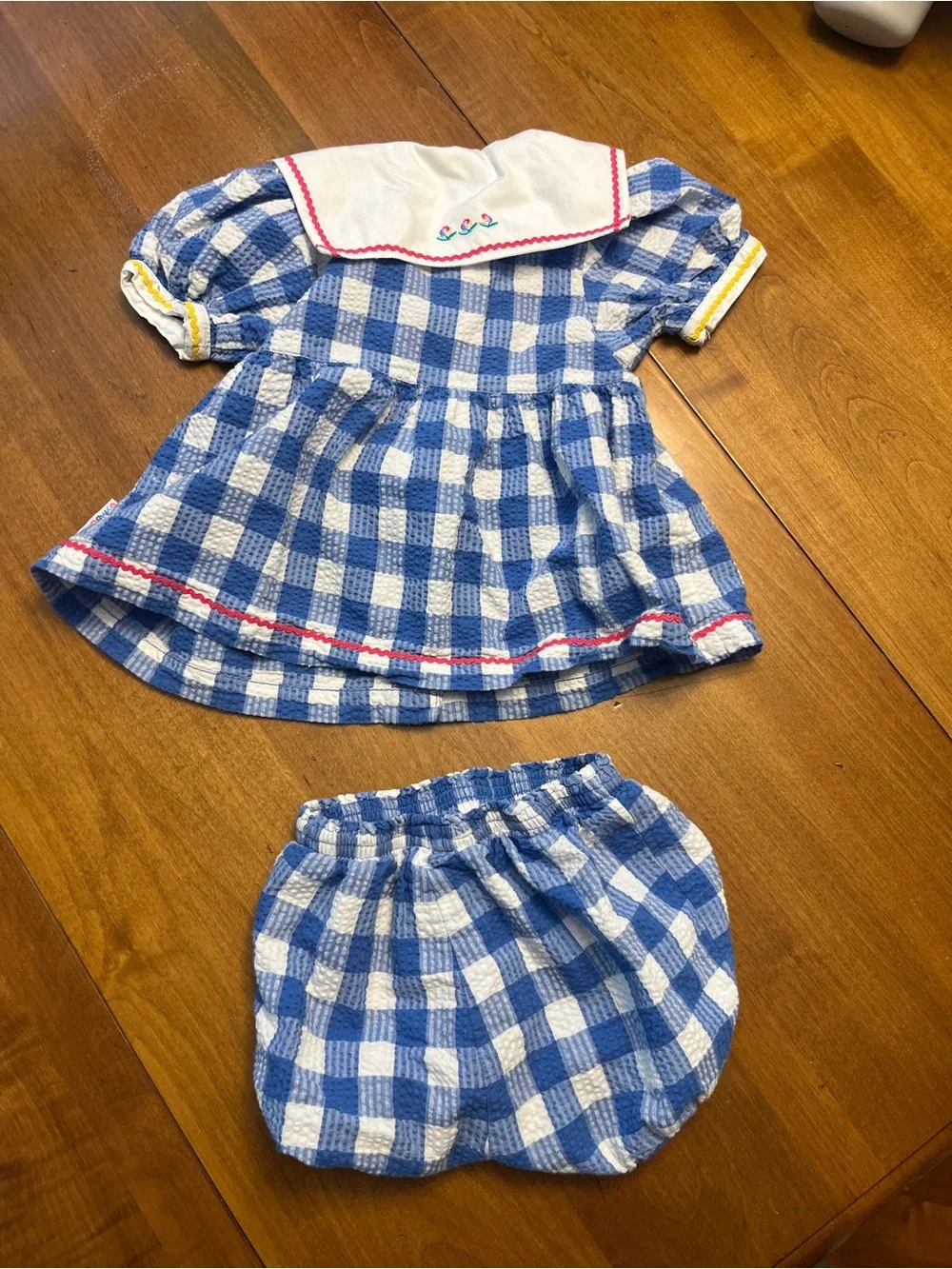 Vintage Gymboree Blue & White Check Girls Sailor Set